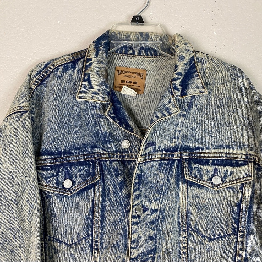 Gap Work Force Bleached Denim Jacket Vintage - Picture 3 of 8